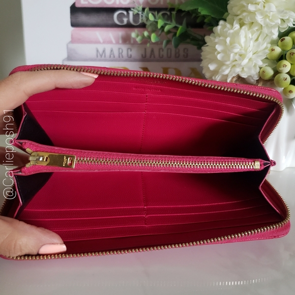 Authentic Pre-owned Yves Saint Laurent Grain De Poudre Zip Around Chevron Wallet - Picture 5 of 14